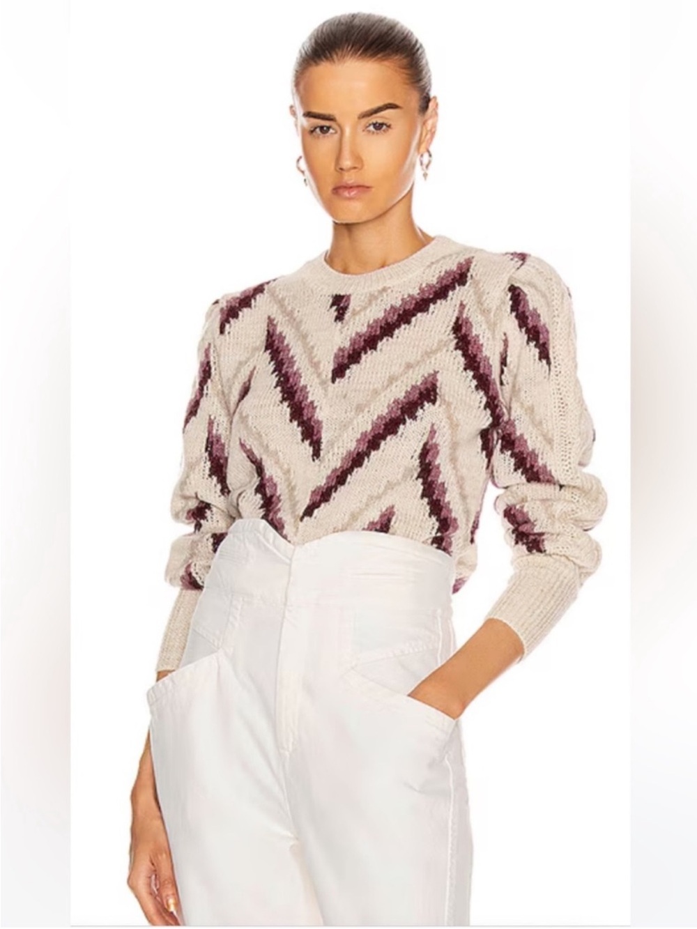 Isabel Marant ETOILE chevron Alpaca sweater with puff sleeves size 38